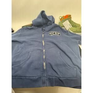 Men's Chrome Hearts Blue Embroidered Zip Front Hoodie Size XXL